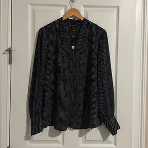 Adrianna Papell Black and White Pinstripe Blouse NWT